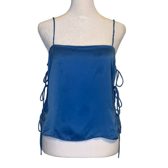 Lulu's Radiate Joy light blue tie up crop tank top size M - Picture 1 of 11